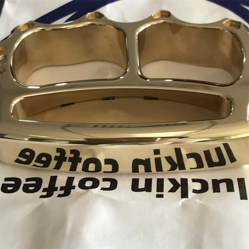 Back view of thickened brass knuckle duster mirror finish