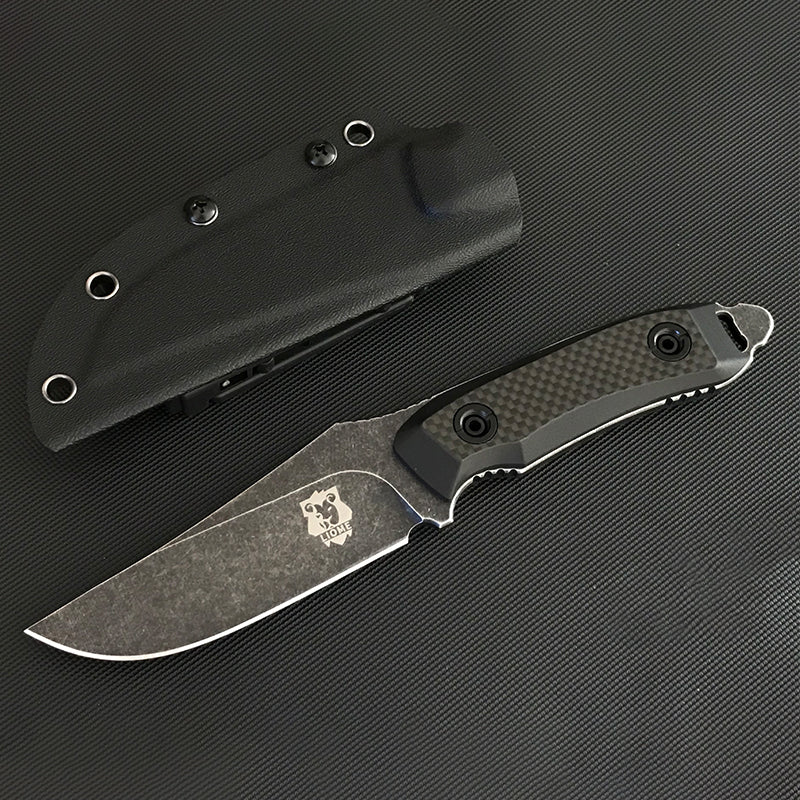 Liome High Quality G10+ Carbon Fiber Handle Straight Knife