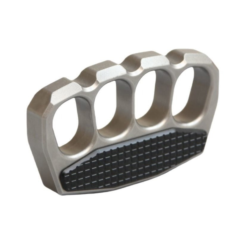 Detail shot of magnetic clip steel knuckle duster brushed finish