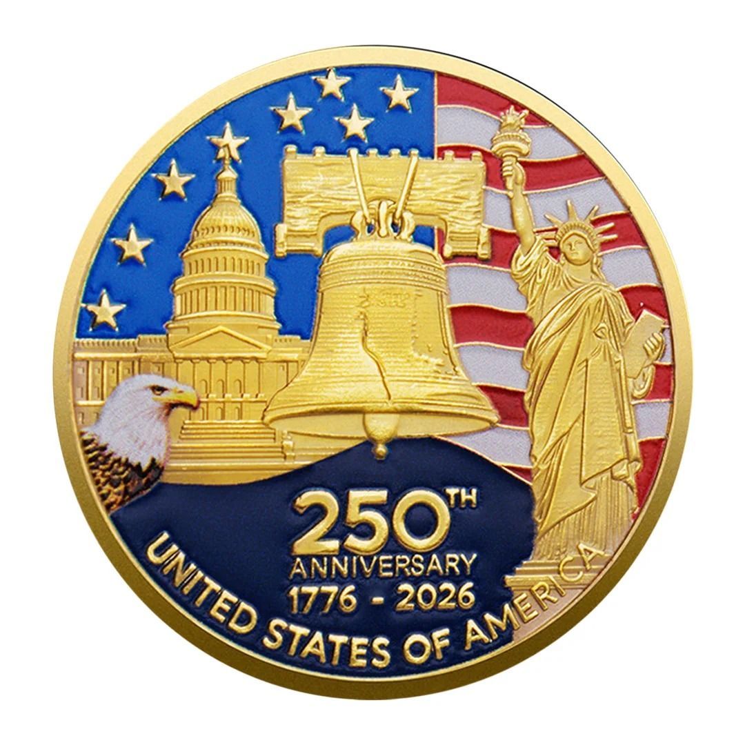 United States 250 Anniversary Coin Gold Plated Statue of Liberty Collection Gift