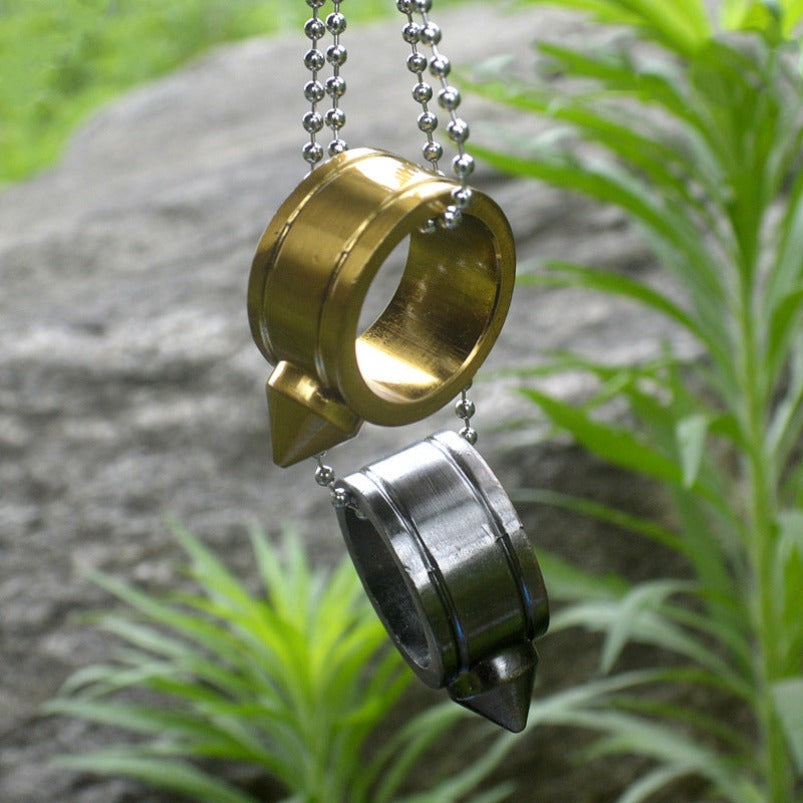 Knuckle Duster Window Breaking Defense Pendant Ring