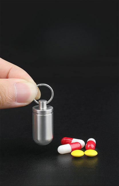 Titanium Alloy Waterproof Bin Portable Pill Key Chain