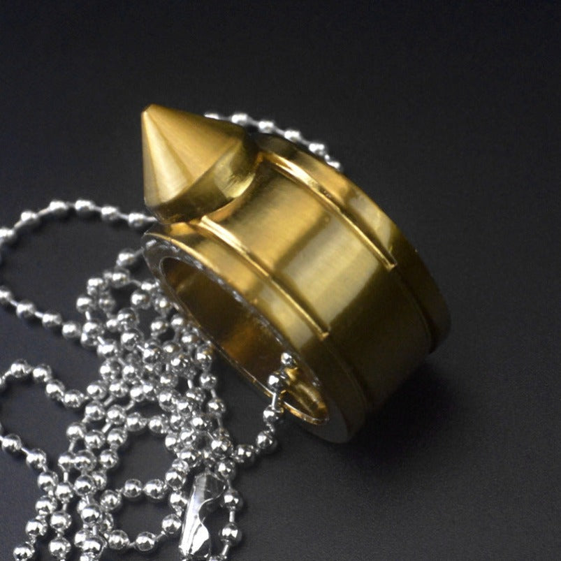 Knuckle Duster Window Breaking Defense Pendant Ring
