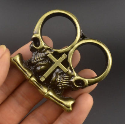 Bones-Solid Brass Knuckles Duster Two Fingers for Secure Self Defense EDC