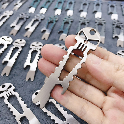 Titanium Skull Multi-Tool Keychain – 6-in-1 EDC Pry Bar