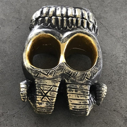 Skull ram horn knuckle duster collector piece close-up