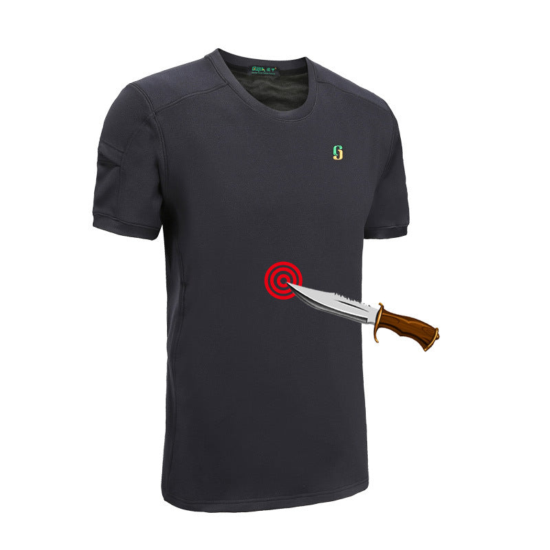 Black Fashion Lightweight Stab-Resistant Tactical Shirt for Self-Protection Safety