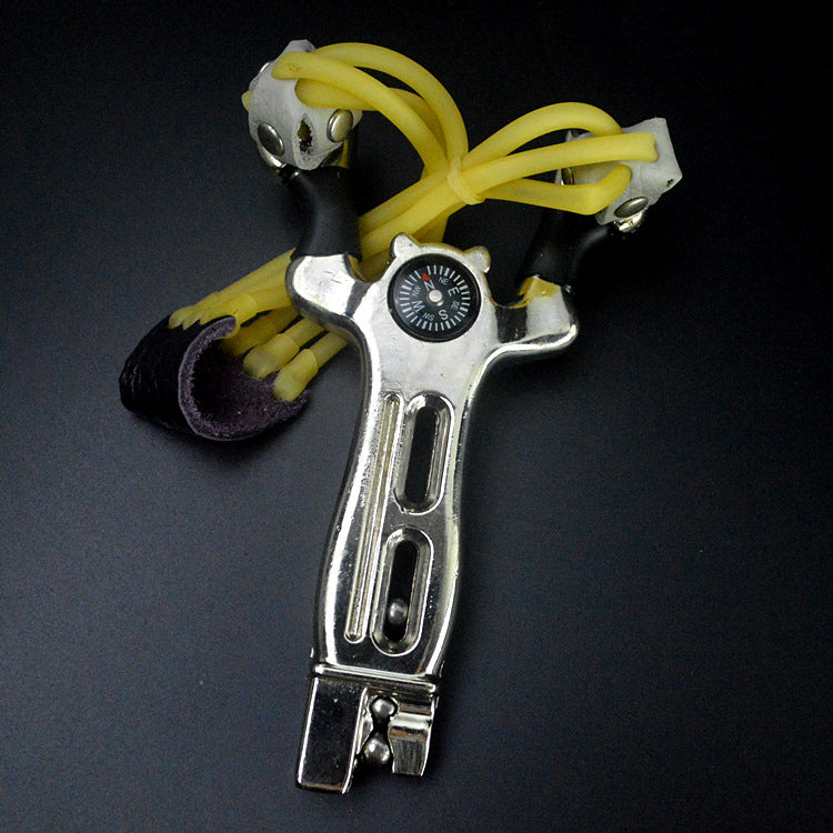 High-toughness Rubber Metal Slingshot with Compass Marble Bin