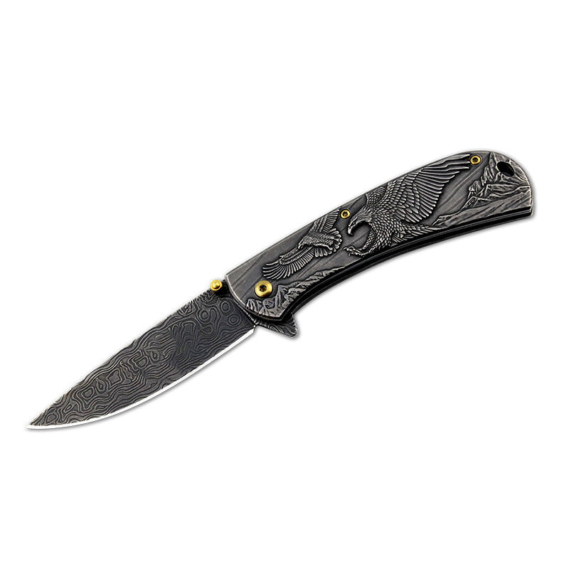 3D Animal Embossed Handle Folding Knife Hunting Defense EDC