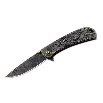 3D Animal Embossed Handle Folding Knife Hunting Defense EDC