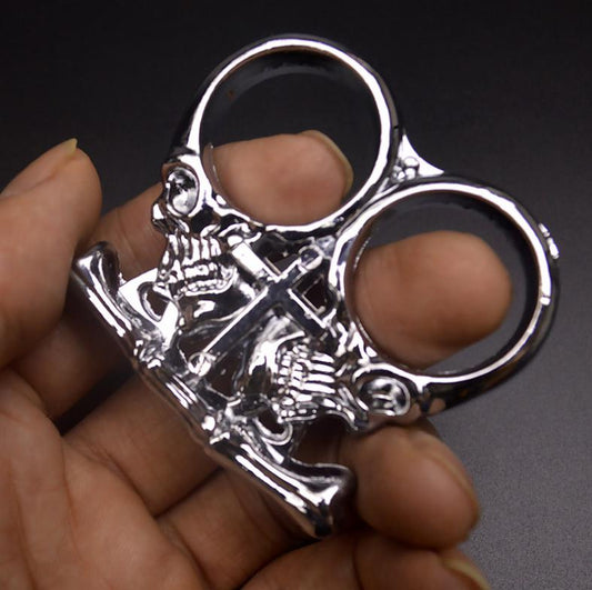 Bones-Solid Brass Knuckles Duster Two Fingers for Secure Self Defense EDC