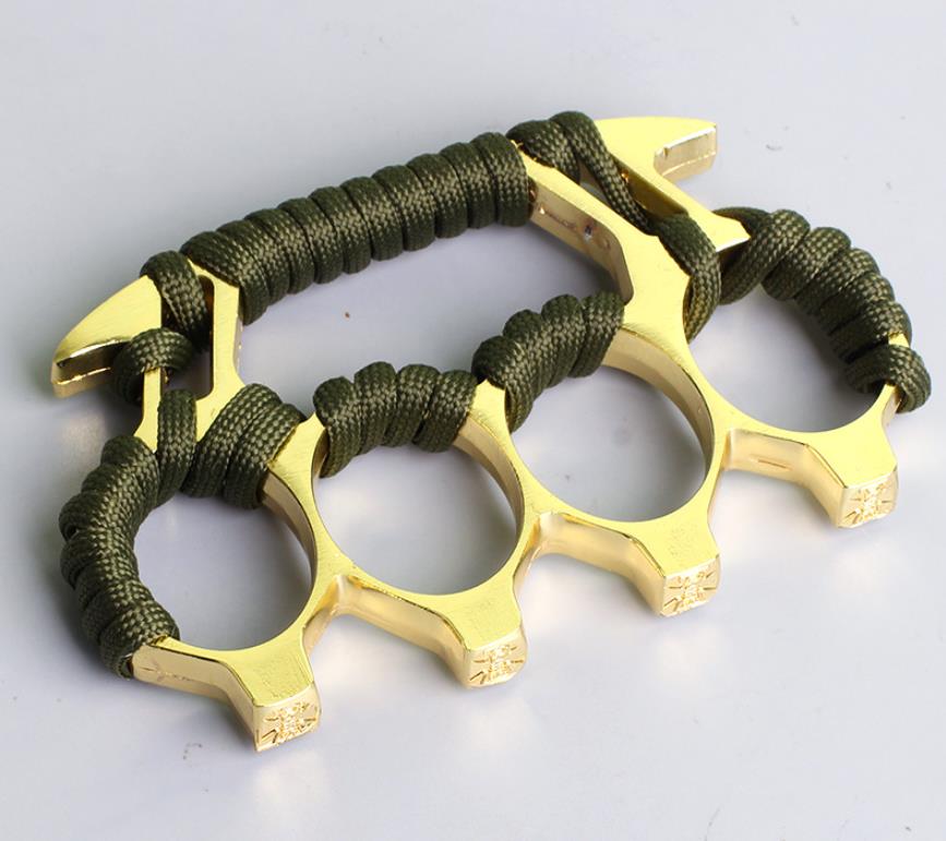 T-With Rope Brass Knuckle Duster Training Self-defense EDC