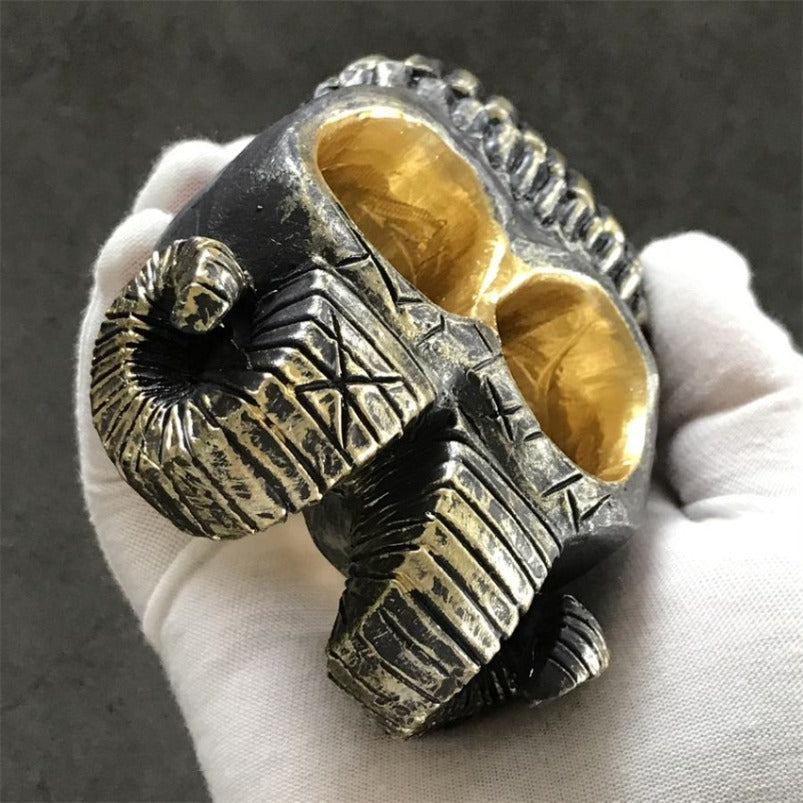 Fashion Skull Knuckle Duster – Ram Horn Decorative EDC Accessory