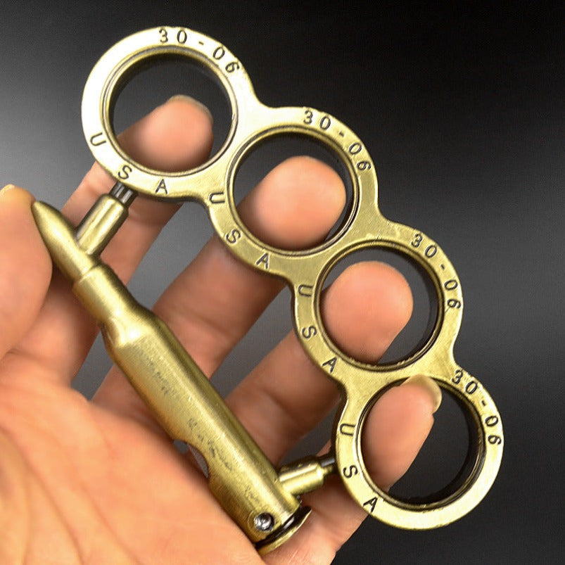 Bullet-Brass Knuckle Duster With Knife Security Defense EDC