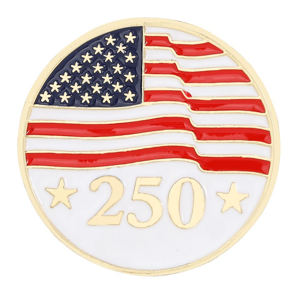 US Independence Day 250 Anniversary Brooch Stars Flag Letters Big Clock Badge Clothes Accessories