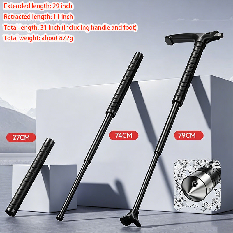 Portable Trekking Pole Baton Window Breaker Cone Multi-Tool