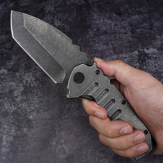 Steel and G10 Stone Wash Folding Knife