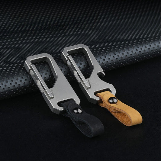 Titanium Leather Keychain Bottle Opener EDC