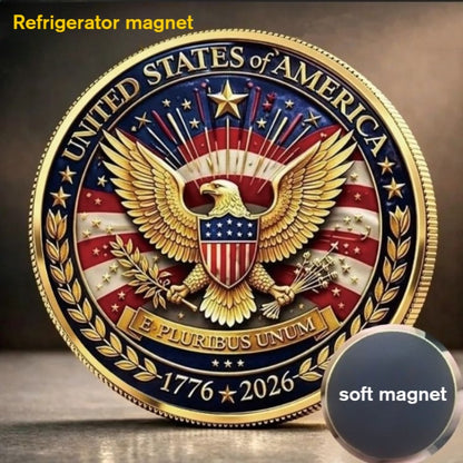 U.S. 250th Anniversary Metal Fridge Magnet with Soft Magnetic Backing—Home Decor Magnet