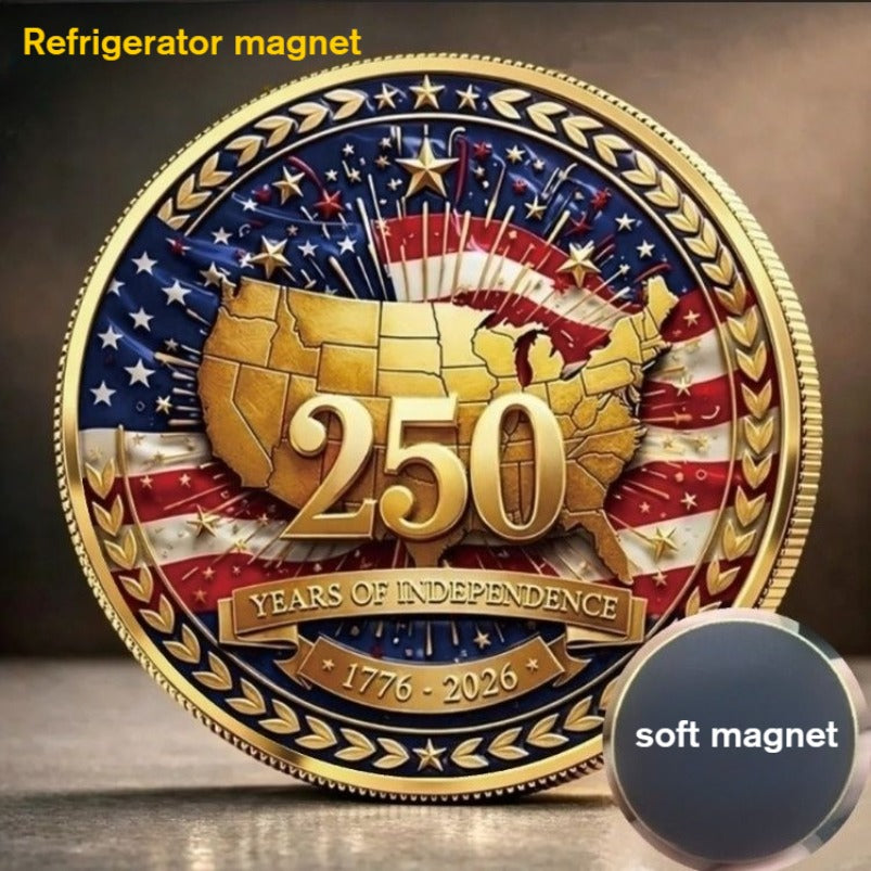 U.S. 250th Anniversary Metal Fridge Magnet with Soft Magnetic Backing—Home Decor Magnet