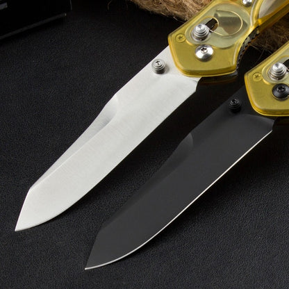 BM940 D2 Steel Folding Knife Transparent Yellow Handle