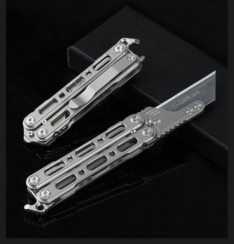 Titanium Butterfly Comb Practice Folding Knife
