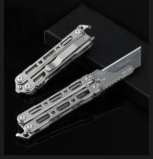 Titanium Butterfly Comb Practice Folding Knife