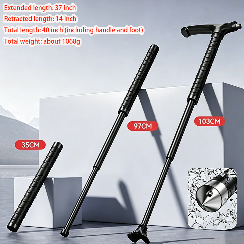 Portable Trekking Pole Baton Window Breaker Cone Multi-Tool