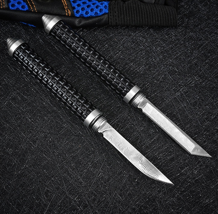 Mini Damascus Pen Knife Broken Window Defense Pocket Knives