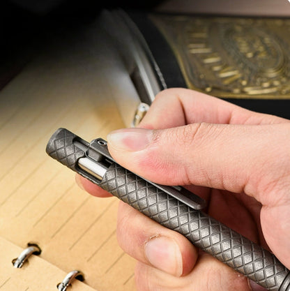 Titan Lattice Slider Bolt Structure Spring ColorShift Defense Pen