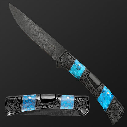 High Quality Damascus Steel Folding Knife Outdoor Safety-defend EDC