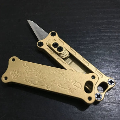 Titanium/Brass Slide-out Sharp Blades Mini Knife with Keychain EDC