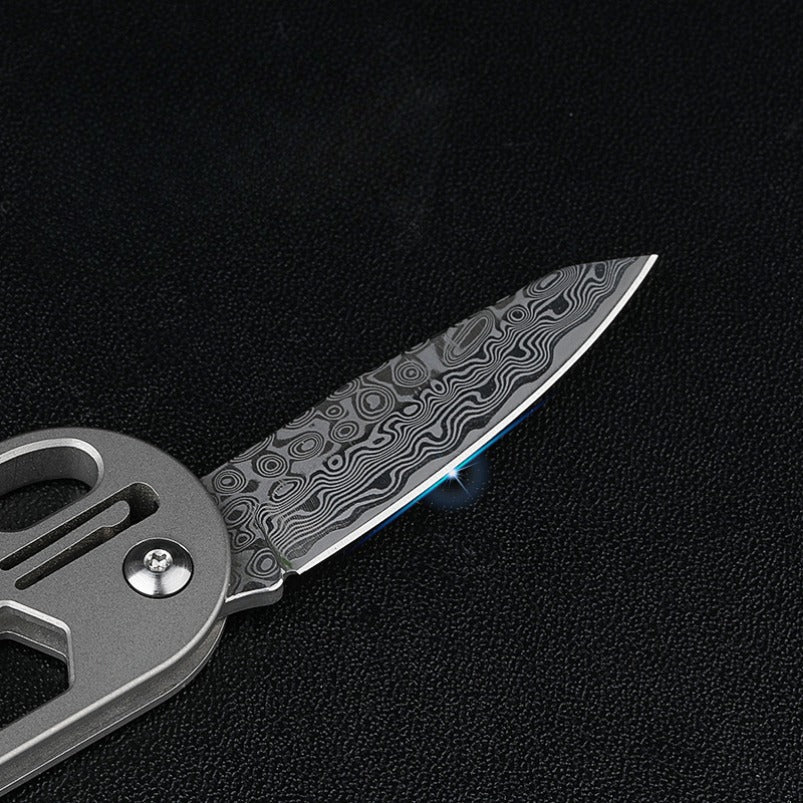 Titanium Mini A Folding Knife Key Ring Type Bottle Opener Wrench EDC