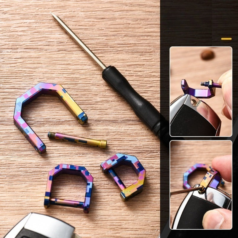 KOU001 Mini Titanium Carabiner Keychain – D-Ring Quick-Release Multi-Tool Key Ring