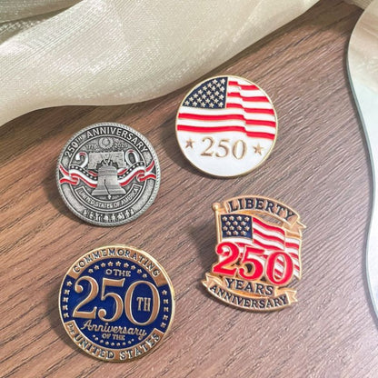 US Independence Day 250 Anniversary Brooch Stars Flag Letters Big Clock Badge Clothes Accessories