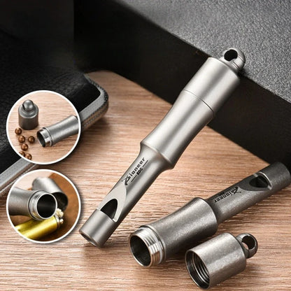 Titanium Storage Bin Waterproof Capsule Blaring Whistle Pill Box