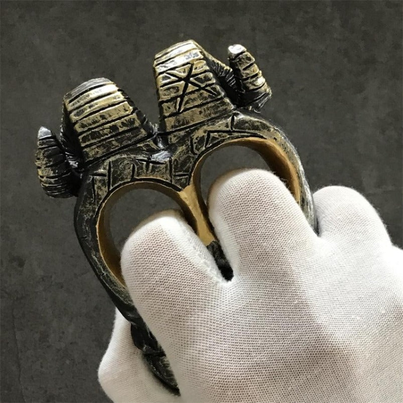 Fashion Skull Knuckle Duster – Ram Horn Decorative EDC Accessory