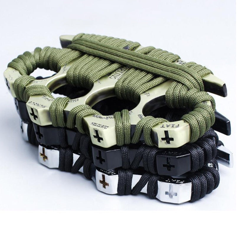Warrior-With Rope Thickened Brass Knuckle Duster Self Defense