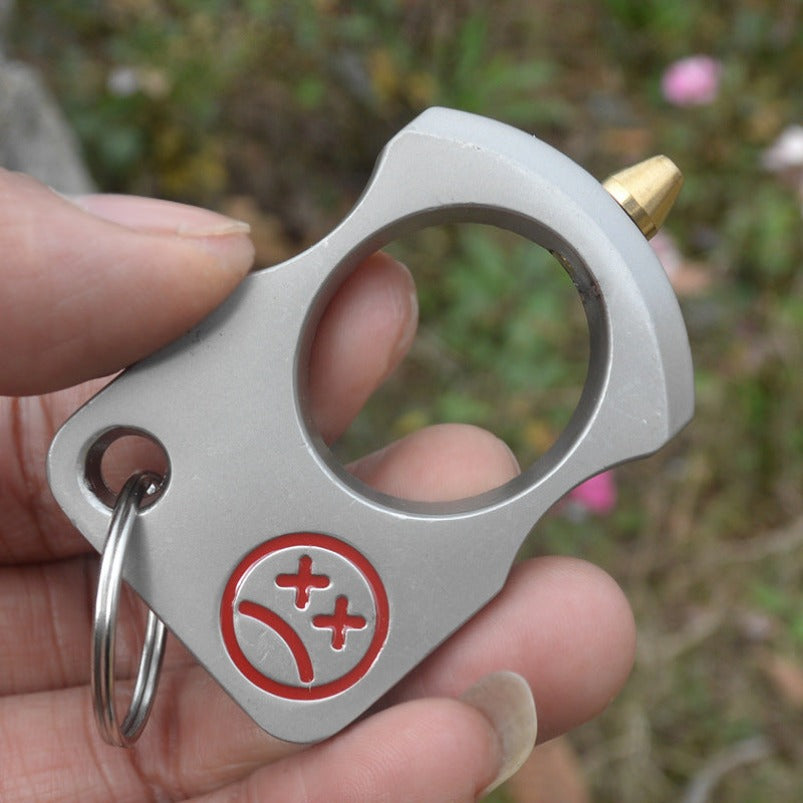 Crying Face-Hard brass knuckle duster Finger Spiked Self Defense EDC