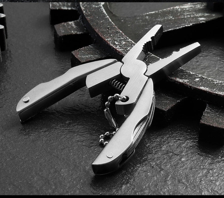 Oval Deformation Folding Mini Multi-Function Pliers Knife Screwdriver