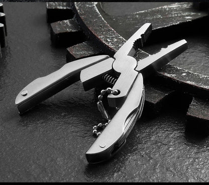 Oval Deformation Folding Mini Multi-Function Pliers Knife Screwdriver