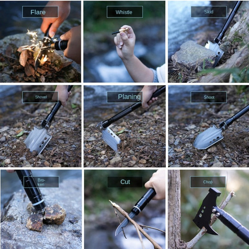 Multifunctional Knife Shovel Axe Camping Survival Toolbox EDC