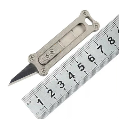 Titanium/Brass Slide-out Sharp Blades Mini Knife with Keychain EDC