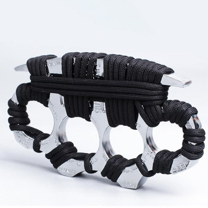 Warrior-With Rope Thickened Brass Knuckle Duster Self Defense