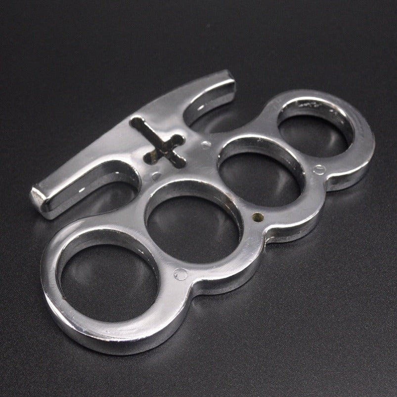 Cross-brass Knuckle Duster Four-finger Ring EDC Self Defense