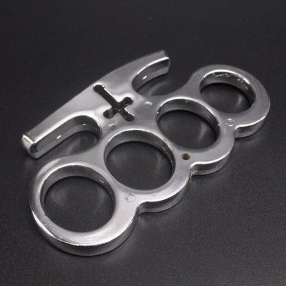 Cross-brass Knuckle Duster Four-finger Ring EDC Self Defense