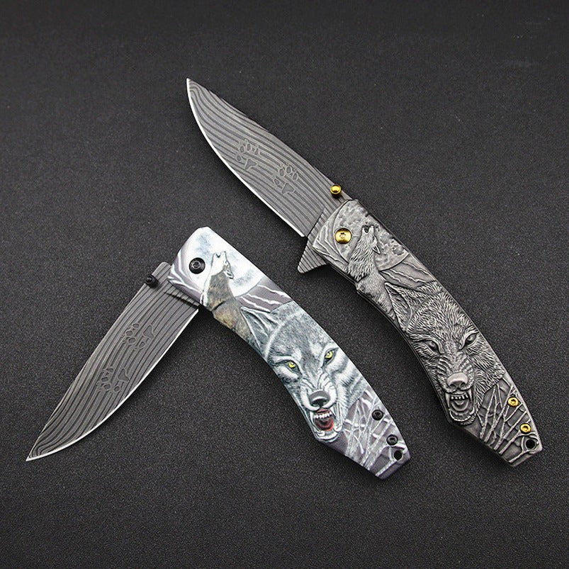 Wolf 3cr13 Embossed Folding Knife