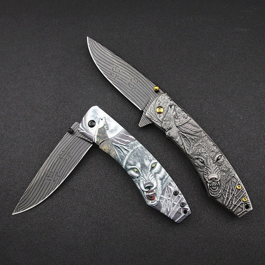 Wolf 3cr13 Embossed Folding Knife