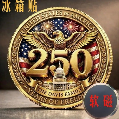 U.S. 250th Anniversary Metal Fridge Magnet with Soft Magnetic Backing—Home Decor Magnet