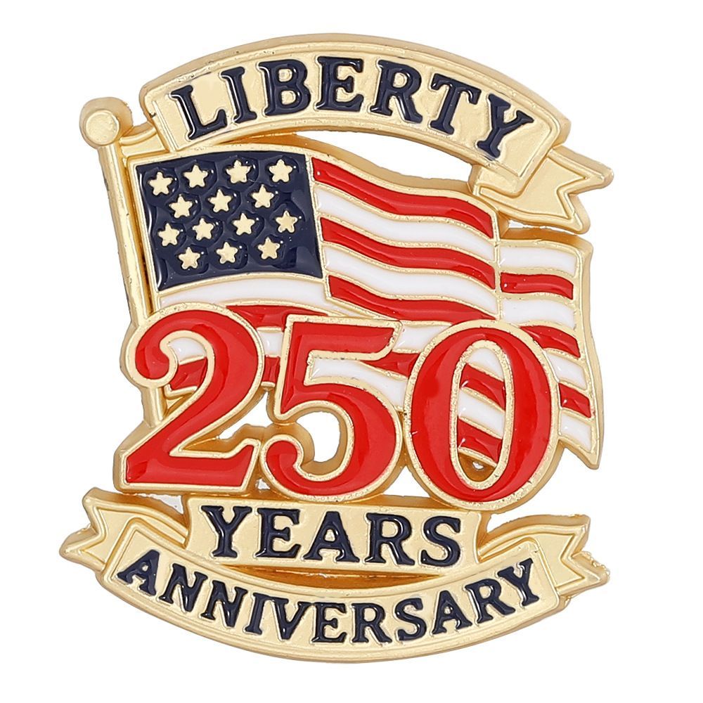US Independence Day 250 Anniversary Brooch Stars Flag Letters Big Clock Badge Clothes Accessories